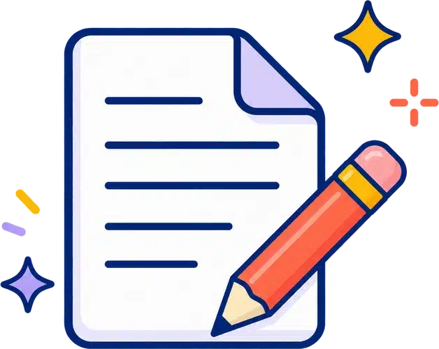 Document et crayon, pictogramme des contenus optimisés pour les moteurs de recherche