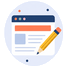 Pictogramme du blog SEO : page et crayon