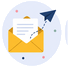 Pictogramme de la veille SEO hebdomadaire : enveloppe et avion en papier